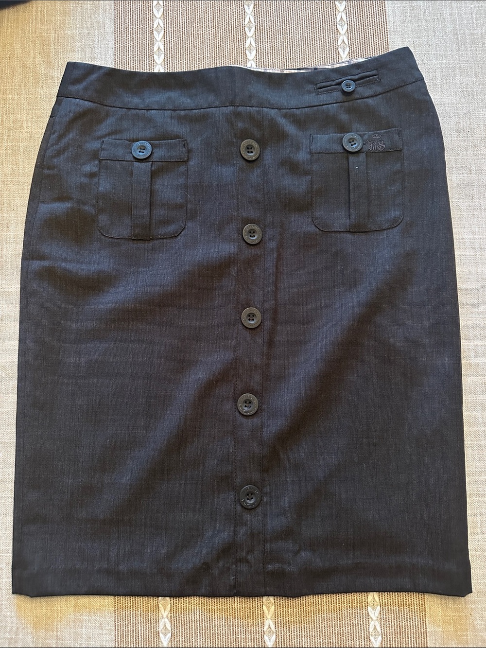Ben Sherman Dark Gray Button-Front Pencil Skirt